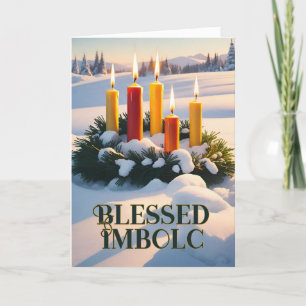 Tarjeta Festiva Benditas Velas Imbolc Winter Forest Wiccan