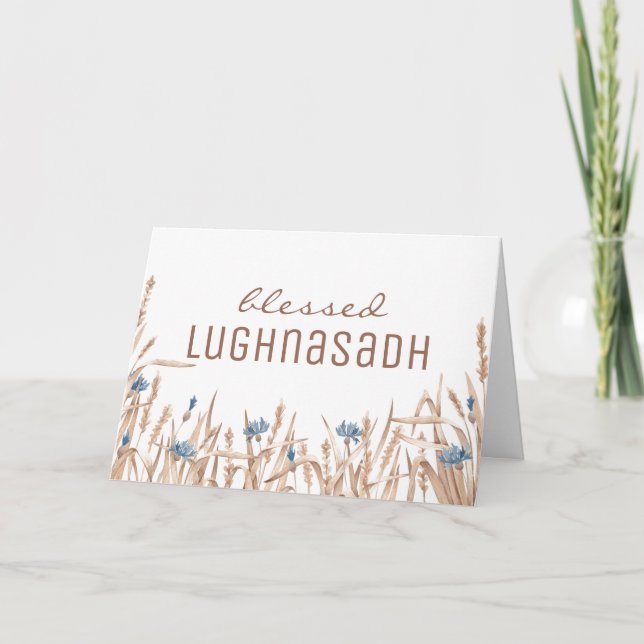 Tarjeta Festiva Bendito Lughnasadh Dried Flower Field Wiccan (Anverso)