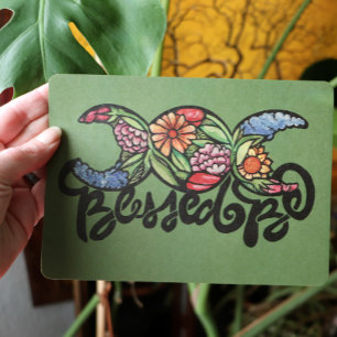 Tarjeta Festiva "Bendito sea" el florecimiento de la luna triple