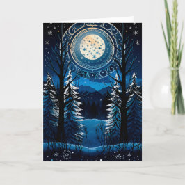 Tarjeta Festiva Bendito solsticio de invierno de Yule, acogedor bo