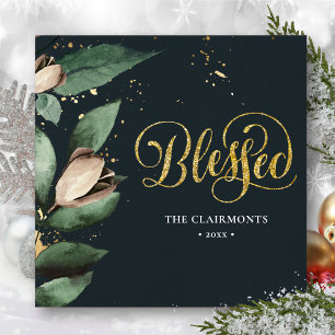 Tarjeta Festiva BENEFICIADO   Elegante Magnolia Festive Gold Confe