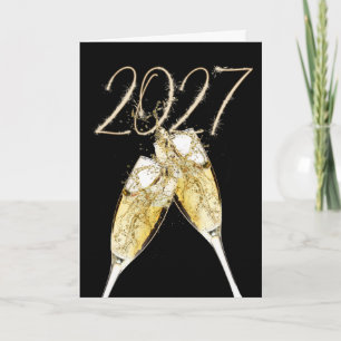 Tarjeta Festiva Bengalas y champán para Feliz Año Nuevo 2027