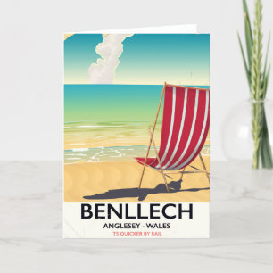 Tarjeta Festiva Benllech, Anglesey Gales cartel vintage de viaje