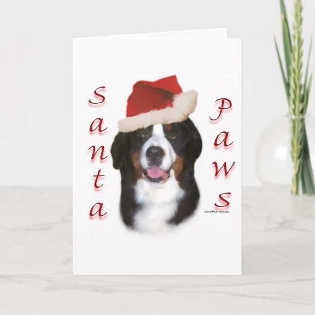 Tarjeta Festiva Berenés Mountain Dog Santa Paws (Anverso)