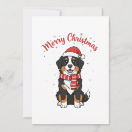 Tarjeta Festiva Bernese Mountain Dog Merry Christmas Doodle 