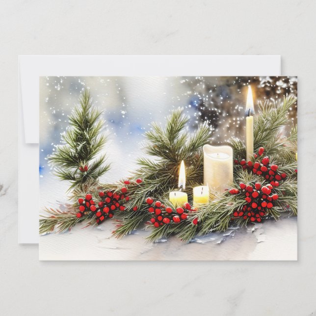 Tarjeta Festiva Berreras de velas y Navidades de presupuesto de fi (Anverso)