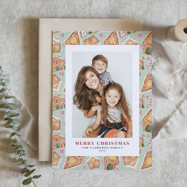 Tarjeta Festiva Berries acuarelas y Navidades verdes foto