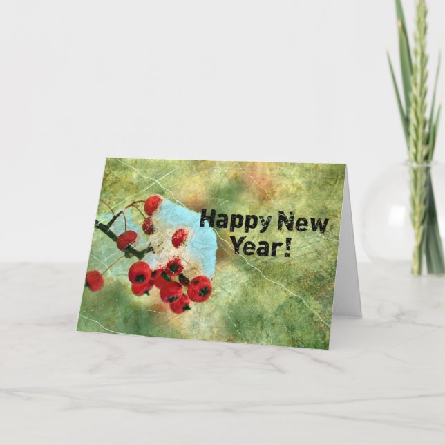 Tarjeta Festiva Berries de Año Nuevo (Anverso)