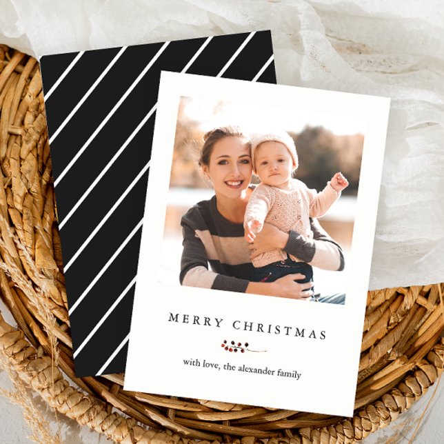 Tarjeta Festiva Berries de invierno y Stripes Fotos navideñas (Subido por el creador)