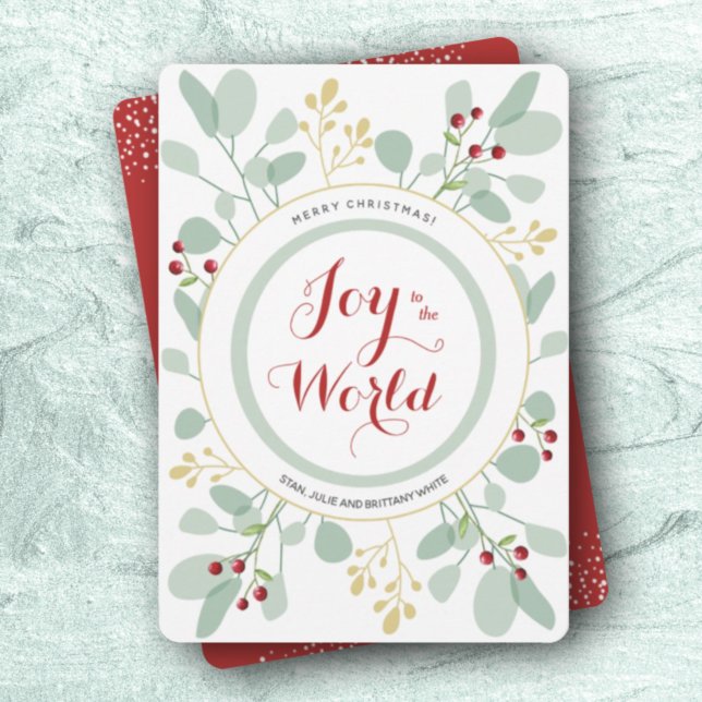 Tarjeta Festiva Berries Leaves Joy to the World Flat (Subido por el creador)