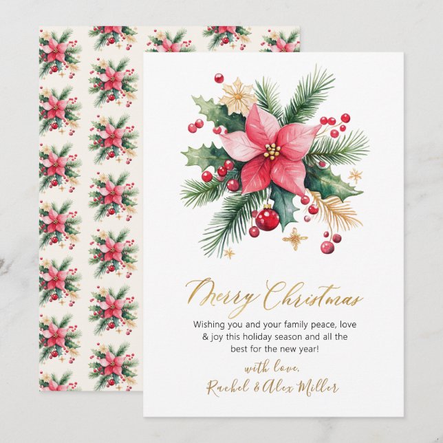 Tarjeta Festiva Berry Botánico Moderno Navidades No Fotográficos (Anverso / Reverso)