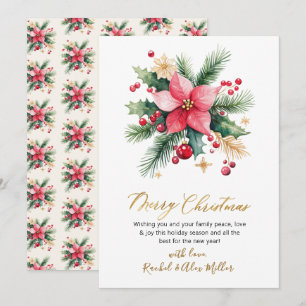 Tarjeta Festiva Berry Botánico Moderno Navidades No Fotográficos