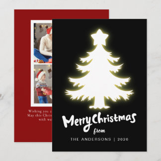 Tarjeta Festiva Berry Branch Frame Christmas Family 2 Photo