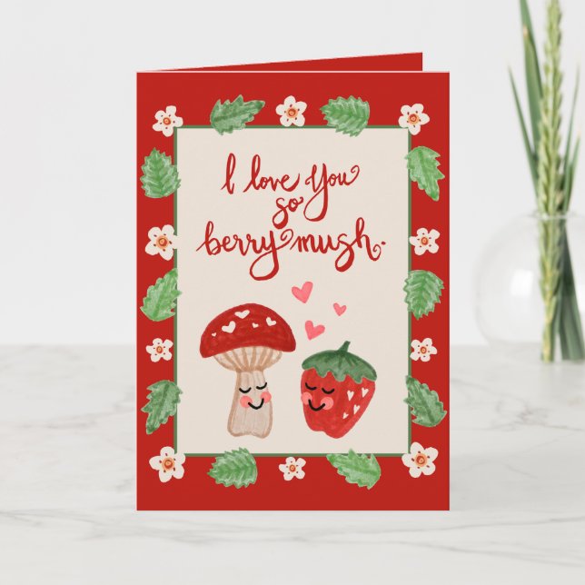 Tarjeta Festiva Berry Mushroom Valentcard (Anverso)
