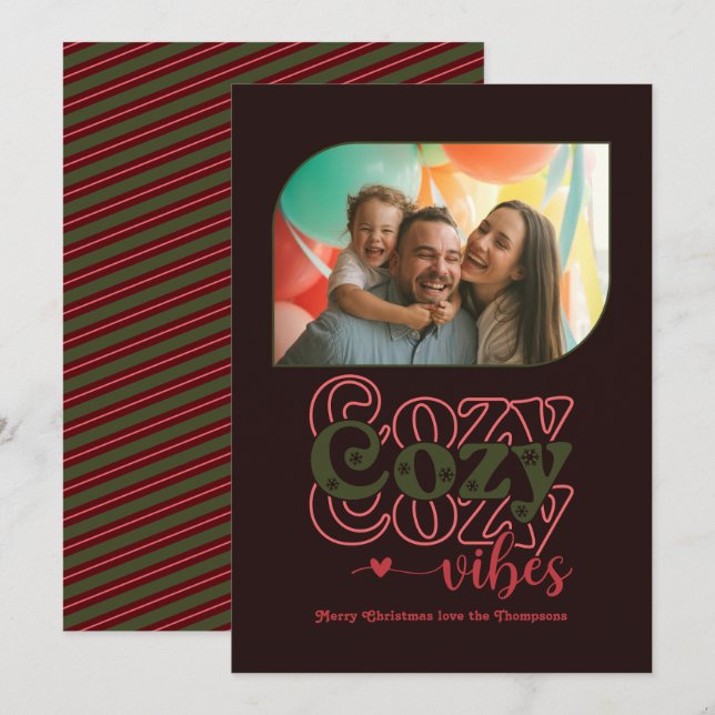 Tarjeta Festiva Berry Noir Cosy Vibes Solo Navidades Foto (Anverso / Reverso)