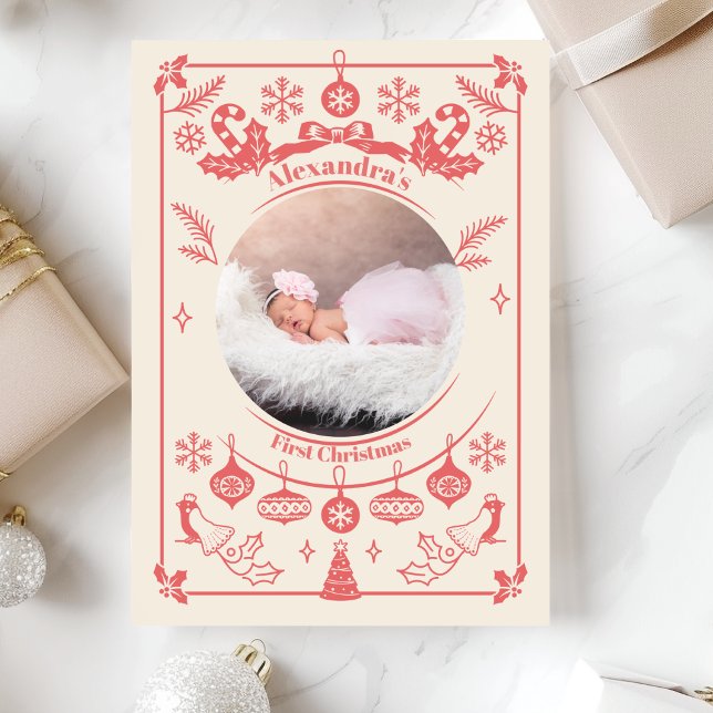 Tarjeta Festiva Berry Rojo Berry Baby First Christmas (Subido por el creador)