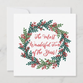 Tarjeta Festiva Berry verde rojo maravilla tiempo Navidades Wreath