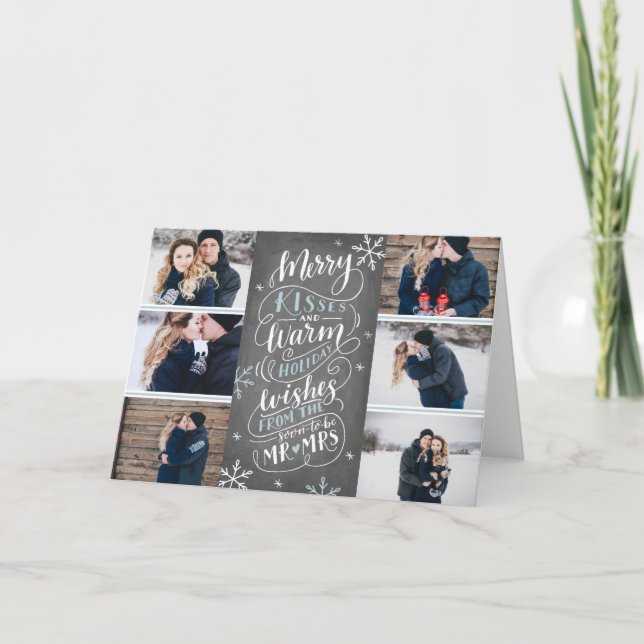 Tarjeta Festiva Besados de mora Deseos Cálidos Guardar Fecha 6 Fot (Anverso)