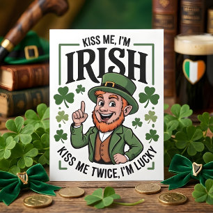Tarjeta Festiva Bésame Días de San Patricio a Él Irlandés