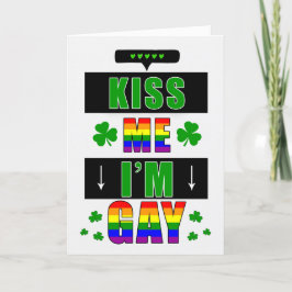 Tarjeta Festiva Bésame soy gay LGBTQ Gracioso Día de San Patricio