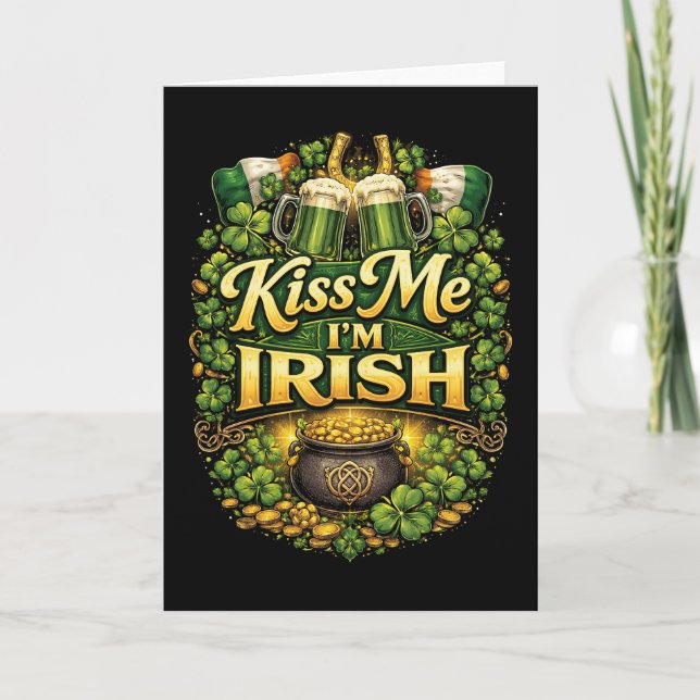 Tarjeta Festiva Bésame, soy irlandés (Anverso)