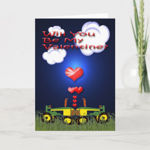 Tarjeta Festiva Besando tractores bajo el corazón