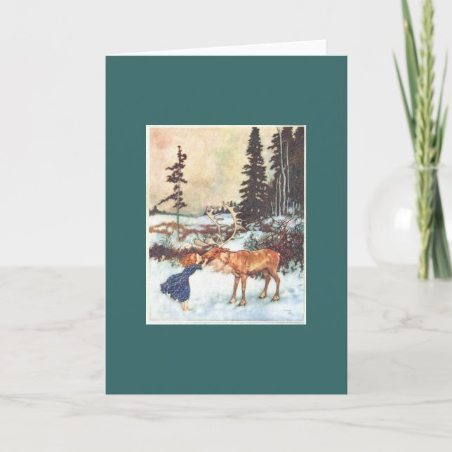 Tarjeta Festiva Besar a un reno (Anverso)