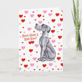 Tarjeta Festiva Beso azul del el día de San Valentín de great dane