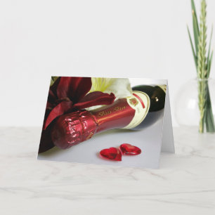 Tarjeta Festiva Beso de champán rojo