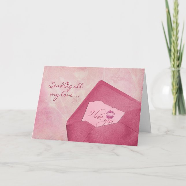 Tarjeta Festiva Beso de San Valentín en sobre (Anverso)