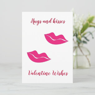 Tarjeta Festiva besos abrazos labios grandes deseos de San Valentí