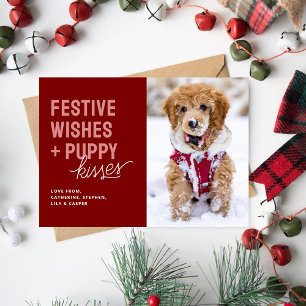 Tarjeta Festiva Besos de Cachorro Navideños