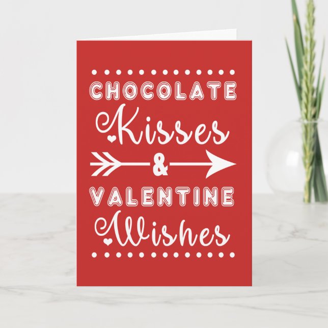 Tarjeta Festiva Besos de chocolate y carta de deseos de San Valent (Anverso)