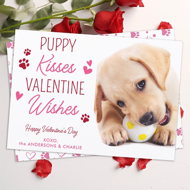 Tarjeta Festiva Besos de pipa, Valentine quiere foto de perro Masc (Subido por el creador)
