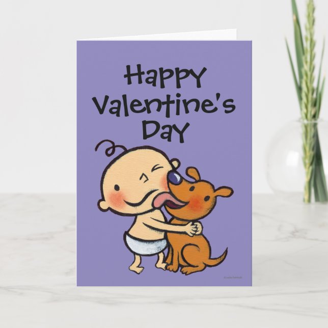 Tarjeta Festiva Besos del perrito para el bebé (Anverso)