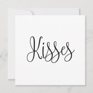 Tarjeta Festiva Besos. Día de San Valentín. Guión en blanco y negr