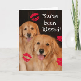 Tarjeta Festiva Besos El día de San Valentín de Golden Retriever