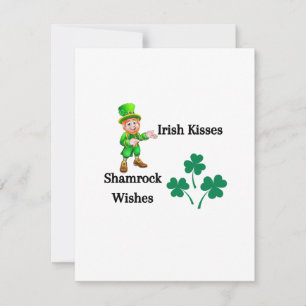 Tarjeta Festiva Besos irlandeses, deseos de Shamrock en una