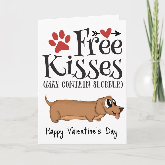 Tarjeta Festiva Besos libres...y abofetear a Valentine del perro (Anverso)