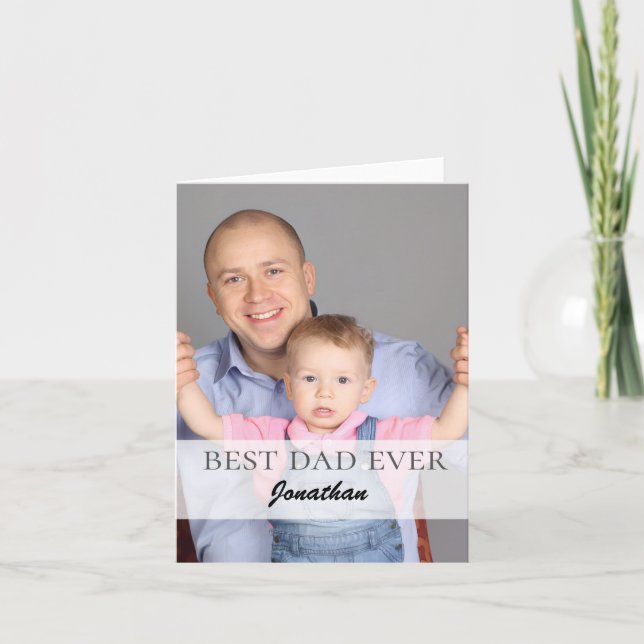 Tarjeta Festiva Best Dad Ever Name Quote Family Design (Anverso)