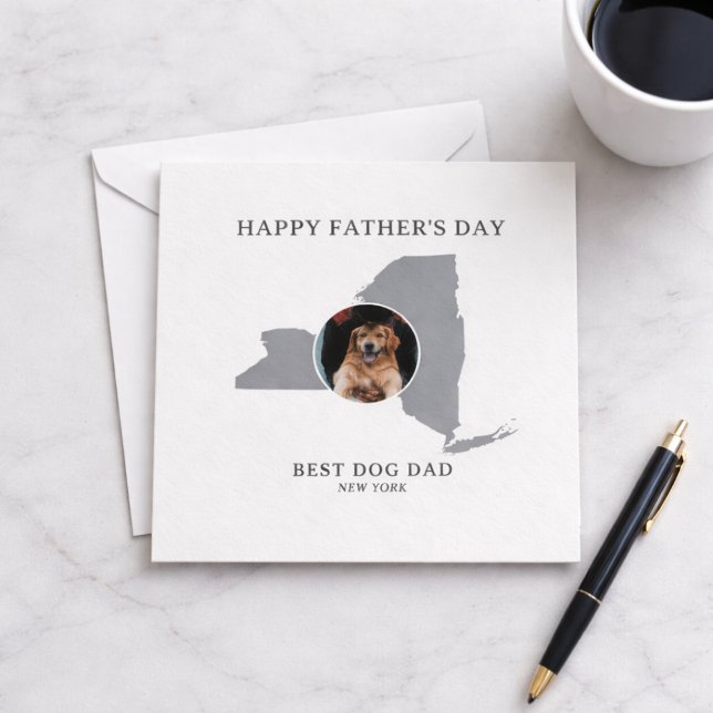 Tarjeta Festiva Best Dog Dad New York Photo Father’s Day (Personalize message on reverse, all text is editable, edit any text as required)