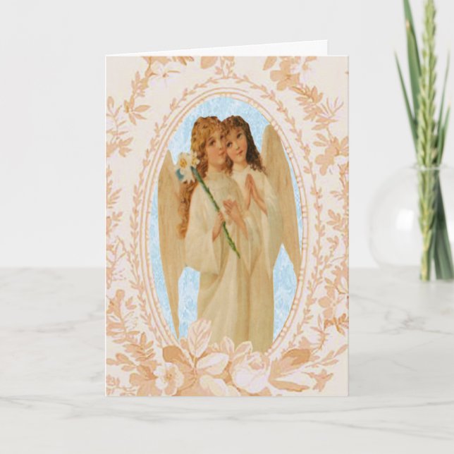 Tarjeta Festiva Best Friends Angels Easter Card (Anverso)