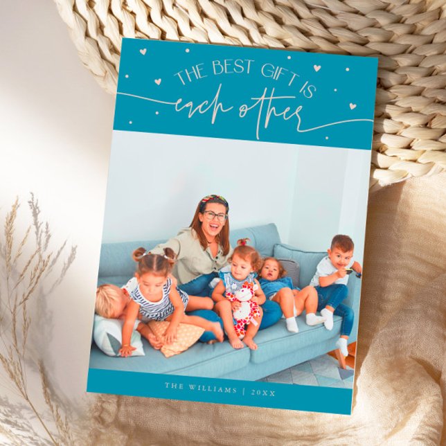 Tarjeta Festiva Best Gift Aqua Peach Valentines Day Photo (Subido por el creador)