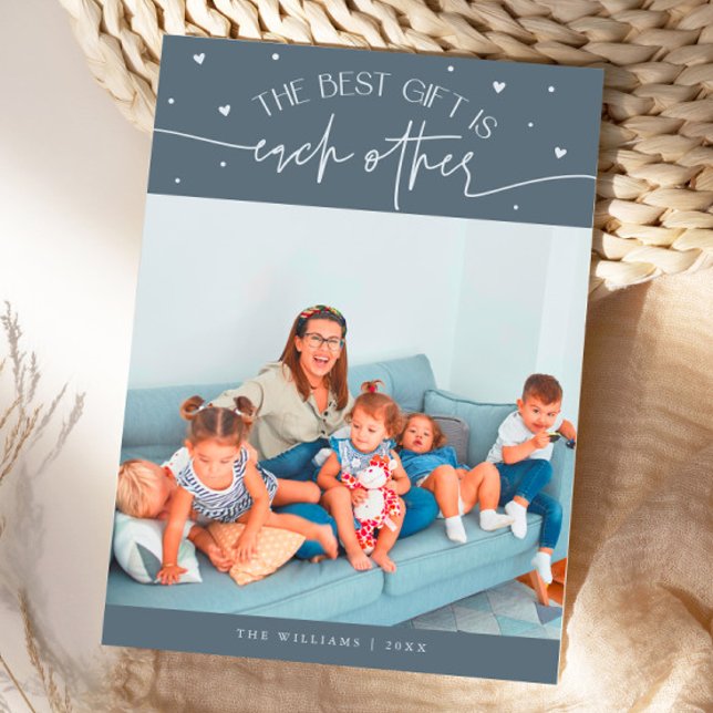 Tarjeta Festiva Best Gift Slate Blue Valentines Day Photo (Subido por el creador)