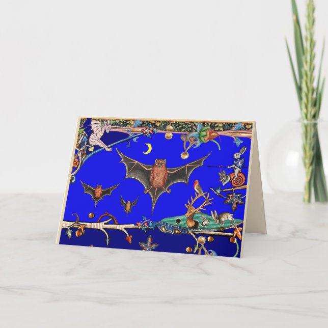 TARJETA FESTIVA BESTIARIO MEDIEVAL, BAÑOS DE VOLACIÓN ANIMALES FOR (Anverso)