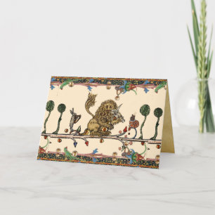 Tarjeta Festiva BESTIARIO MEDIEVAL HACIENDO MÚSICA MÚSICA Violinis