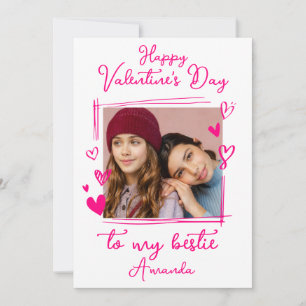 Tarjeta Festiva Bestie El día de San Valentín   Foto rosa brillant