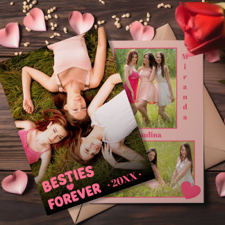Tarjeta Festiva Besties Forever Galentine’s Day Photo Card