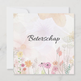 Tarjeta Festiva Beterschapskaart met bloemen (vierkant)