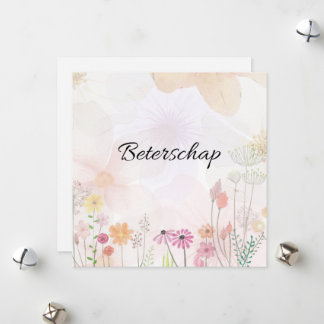Tarjeta Festiva Beterschapskaart met bloemen (vierkant)